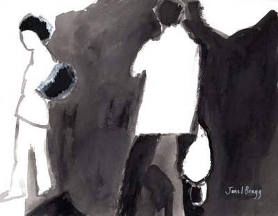 Patrons at the Palm Springs Art Museum, c.2017 (tinta y gesso sobre papel). de Janel Bragg