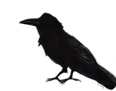 Raven at Baker Beach, c. 2023 (técnica mixta sobre papel) de Janel Bragg