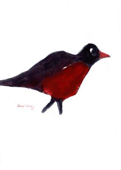 Robin Red Breast Hunting, 2023 (acuarela sobre papel) de Janel Bragg