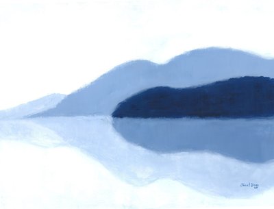 San Juan Islands Reflections, c.2021 (caseína sobre papel) de Janel Bragg