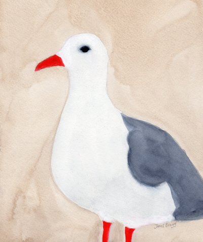 Gaviota de Anacortes II, c.2018 (acuarela y lápiz sobre papel) de Janel Bragg