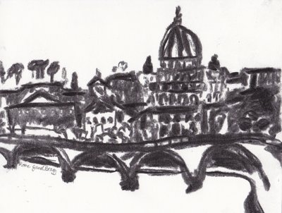 Basílica de San Pedro Roma, c.2014 (carboncillo sobre papel) de Janel Bragg