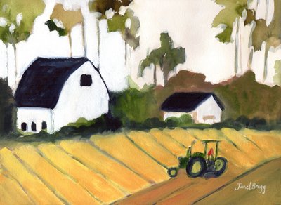 View from Amtrak Train to Olympia, c.2017 (acuarela y caseína sobre papel). de Janel Bragg