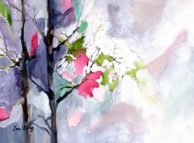 View out my Kitchen Window II, c.2017 (acuarela y caseína sobre papel) de Janel Bragg