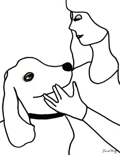 Vincent y Janel en Black Lines, c.2024 (rotulador sobre papel) de Janel Bragg