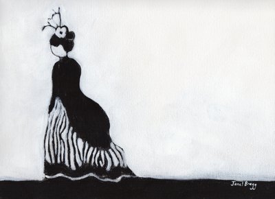 Mujer en el Festival Victoriano de Port Townsend, c. 2017 (carboncillo y gesso sobre papel). de Janel Bragg