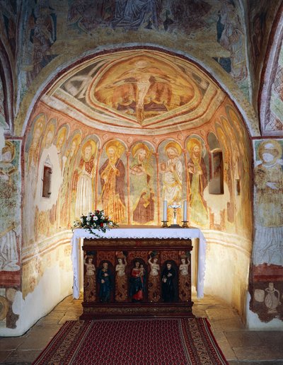 Iglesia fortificada de Hrastovlje, Iglesia de la Trinidad, Apóstoles (1490), detalle de frescos de Janez Iz Kastva, Eslovenia de Janez Kastav