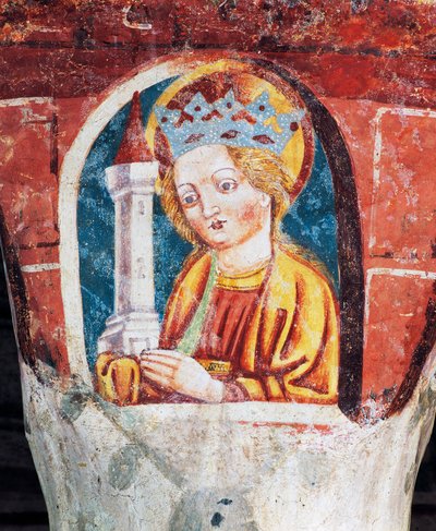 Iglesia fortificada de Hrastovlje, Iglesia de la Trinidad, Santa Bárbara, detalle de frescos de Janez Iz Kastva (1490), Eslovenia de Janez Kastav