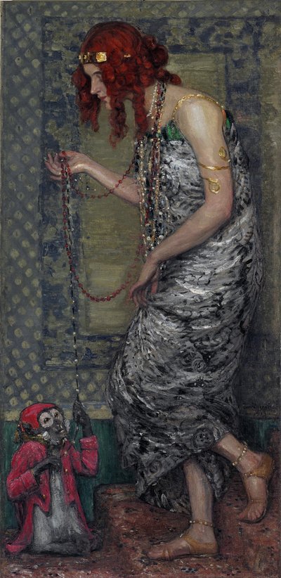 "La princesa y el mono" Peinture de Janis Rozentals (1866-1916) - 1913 - Óleo sobre lienzo Dim 147,5x71 cm Museo Estatal de Arte de la República de Letonia, Riga de Janis Rozentals