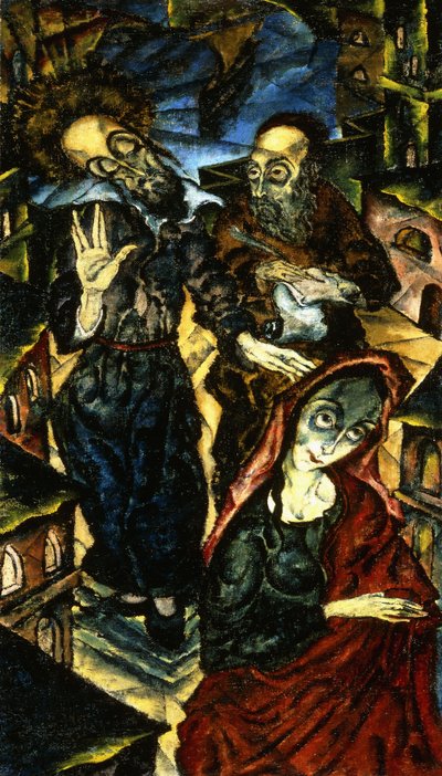 La bendición del rabino Baal Shem, c.1918-1919 (óleo sobre lienzo) de Jankel Adler