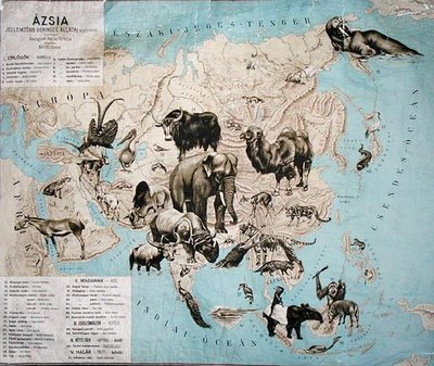 Mapa de animales en Asia y el Lejano Oriente de Janos Balint
