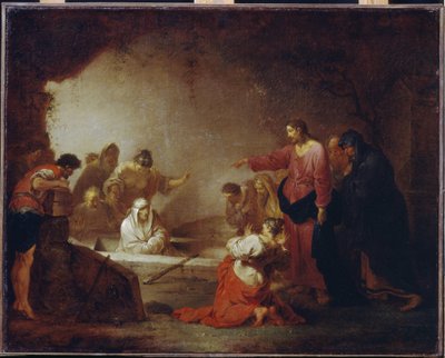 La Resurrección de Lázaro. (Lázaro de Betania). Pintura de Johann Rosso Januarius Zick (1730-1797), óleo sobre lienzo, alrededor de 1793. Arte alemán del siglo XVIII. Estado A. Museo Pushkin de Bellas Artes, Moscú. de Januarius Zick