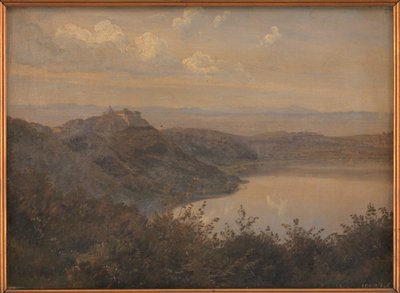 Una vista hacia Castel Gandolfo, Italia de Janus La Cour