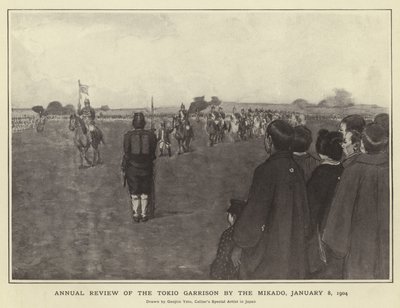 Revisión anual de la guarnición de Tokio por el Mikado, 8 de enero de 1904 de Japanese Photographer