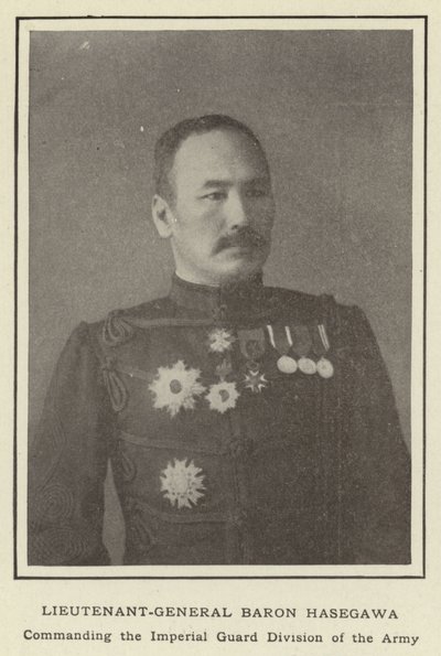 Teniente General Barón Hasegawa, Comandante de la División de la Guardia Imperial del Ejército de Japanese Photographer