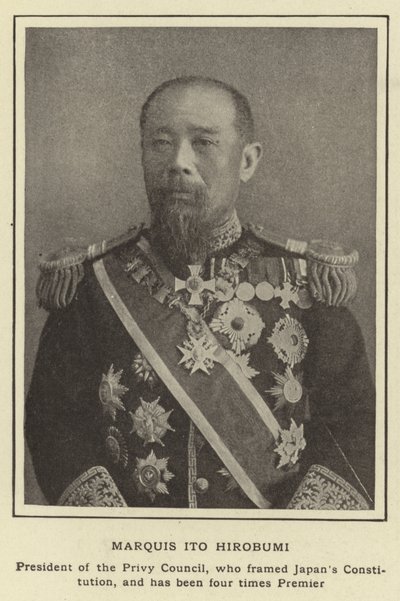Marqués Ito Hirobumi, Presidente del Consejo Privado, quien redactó la Constitución de Japón y ha sido Primer Ministro cuatro veces de Japanese Photographer