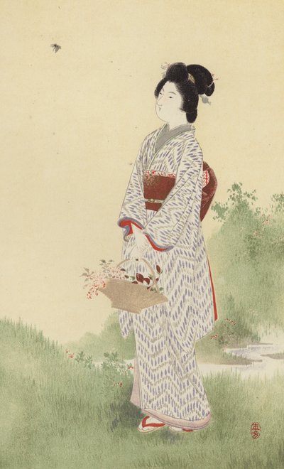 Una chica japonesa (cromolito) de Japanese School