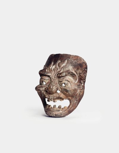Máscara de madera Gigaku de Japanese School