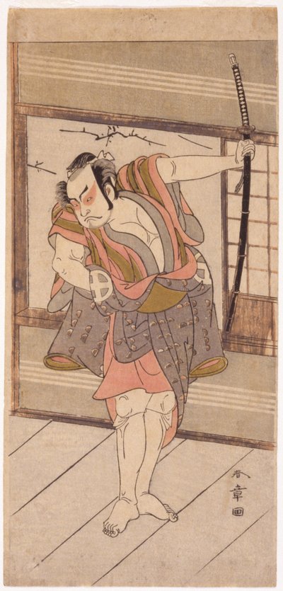 Actor con espada (xilografía) de Japanese School