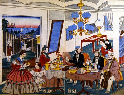 Familia americana o europea en Japón, c.1860 de Japanese School