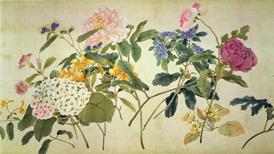 Estudio botánico de flores de Japanese School