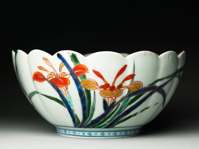 Cuenco con lados acanalados y borde festoneado, ko-Imari, c.1770-20 de Japanese School