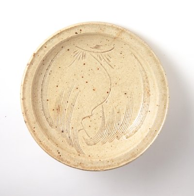 Cuenco con diseño de sauce inciso (seto ware) de Japanese School