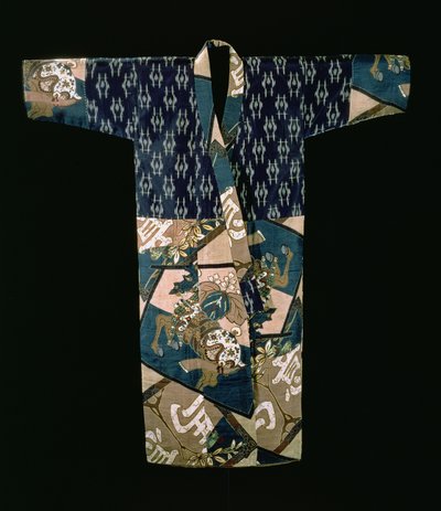 Nagajuban bajo kimono de niño con un diseño de caballos enjaezados, período Showa, antes de 1950 de Japanese School