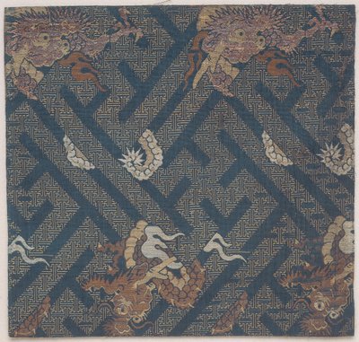 Tela para amueblar un templo budista, Funda para un sutra, Fragmento de Japanese School