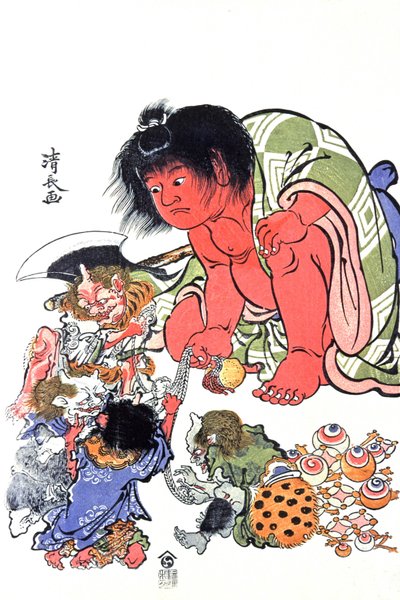Demonios, mediados del siglo XIX (grabado) de Japanese School
