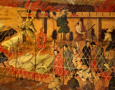 Detalle de El martirio de los jesuitas en Japón en 1622 (acuarela sobre papel) de Japanese School
