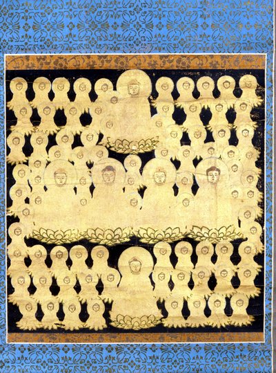 Ochenta y cinco representaciones del Buda japonés Amida Bosatsu. Pintura sobre lienzo del siglo XVII. de Japanese School