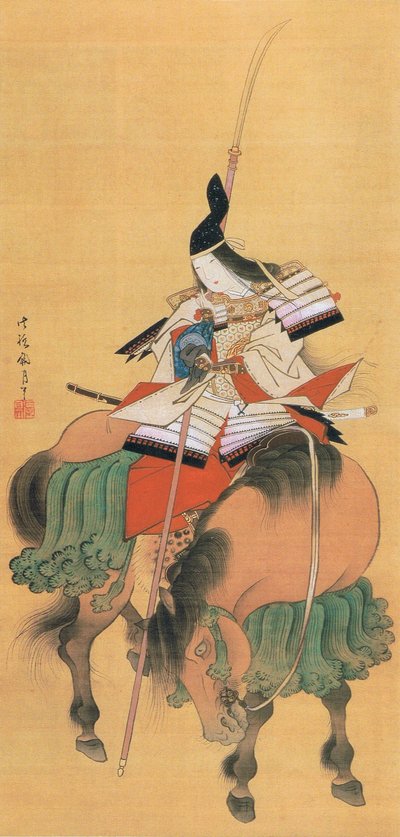 La guerrera samurái Tomoe Gozen (dibujo) de Japanese School