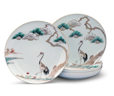 Cuatro platos, período Edo de Japanese School