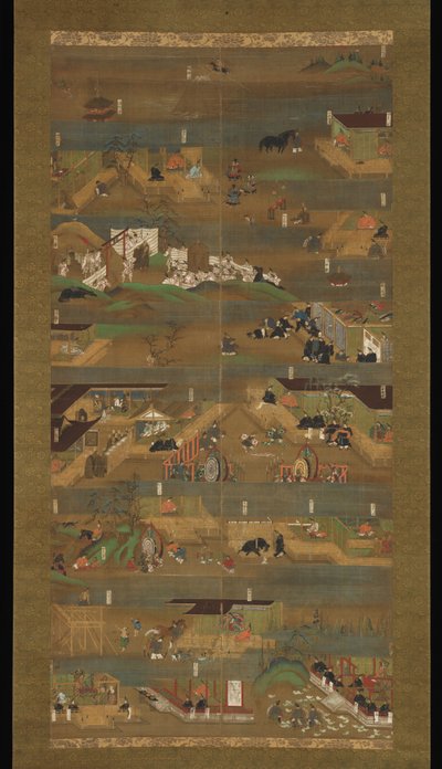 Biografía ilustrada del Príncipe Shōtoku, pergamino colgante, período Kamakura de Japanese School