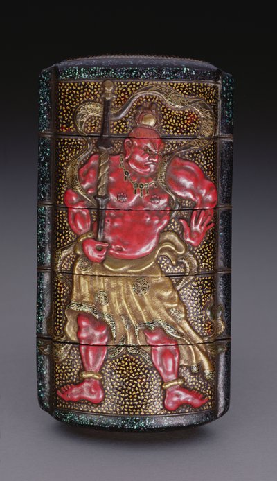 Inro decorado con Nio, periodo Edo (1615-1868) japonés de Japanese School