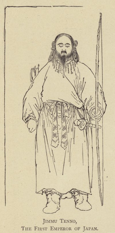 Jimmu Tenno, Primer Emperador de Japón (litografía) de Japanese School