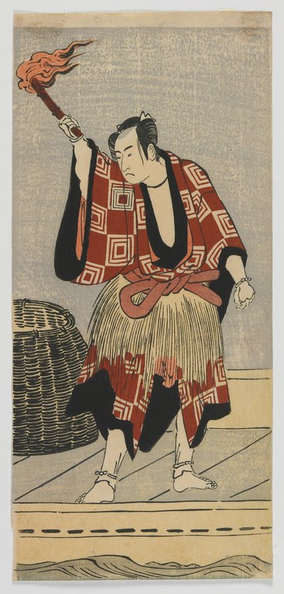 Actor de Kabuki Ichikawa Monnosuke II como un pescador, período Edo, finales de 1780s o principios de 1790s de Japanese School