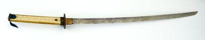 Katana, o espada (acero, cobre, latón, piel de raya, madera y tela) de Japanese School