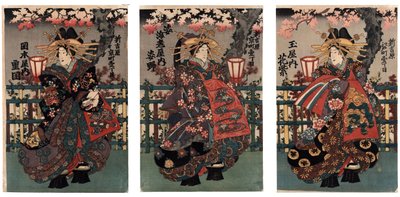 La cortesana Shigeoka de Okamoto-ya; La cortesana Sugatano de Sugataebi-ya; La cortesana Hanamurasaki de Tama-ya de Japanese School