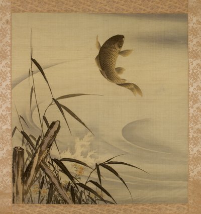 Carpa saltarina (seda, papel, madera y marfil) de Japanese School