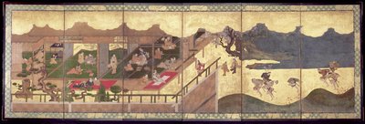 Merrymaking (tinta, color y pan de oro sobre papel) de Japanese School