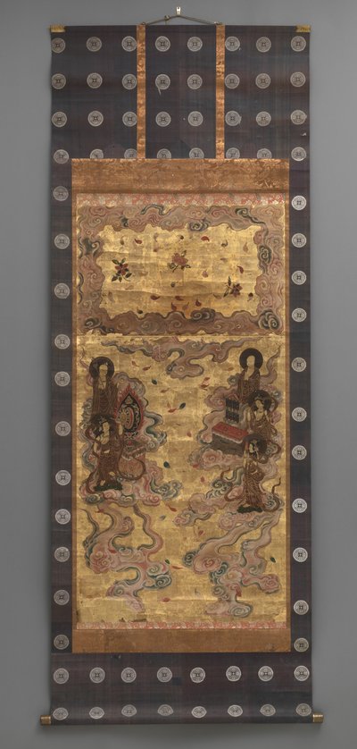 Pintura mural: Descenso de veinticinco bodhisattvas (detalle) de Japanese School