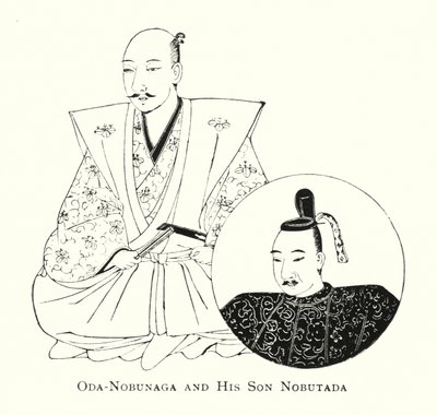 Oda-Nobunaga y Su Hijo Nobutada de Japanese School