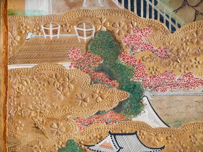 Osakazu Byobu - Biombo japonés de ocho paneles (pintura) de Japanese School
