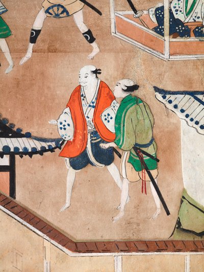 Osakazu Byobu - Biombo japonés de ocho paneles (pintura) de Japanese School