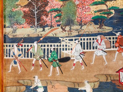 Osakazu Byobu - Biombo japonés de ocho paneles (pintura) de Japanese School