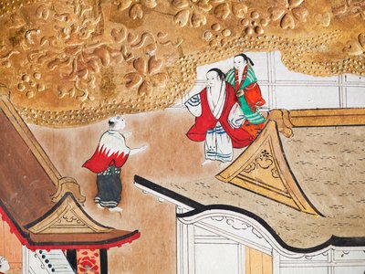 Osakazu Byobu - Biombo japonés de ocho paneles (pintura) de Japanese School