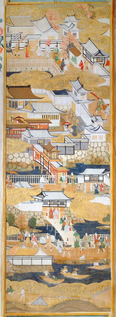 Osakazu Byobu - Biombo japonés de ocho paneles (pintura) de Japanese School