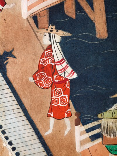 Osakazu Byobu - Biombo japonés de ocho paneles (pintura) de Japanese School